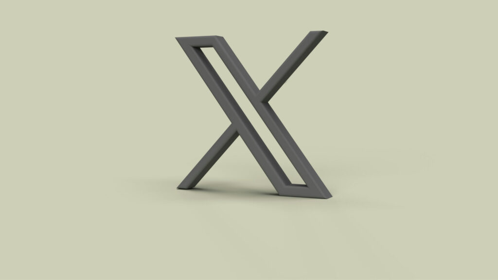 3D X (formerly Twitter) logo on a pale green background