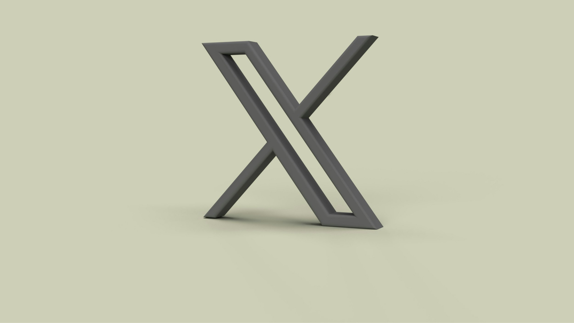 3D X (formerly Twitter) logo on a pale green background