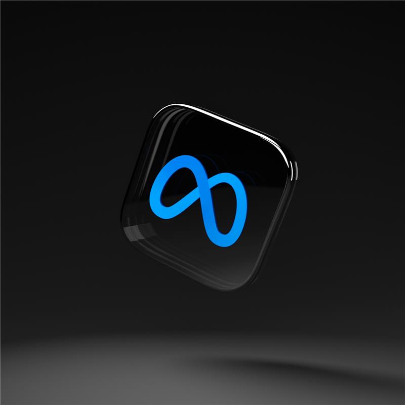 Meta infinity logo on a dark glossy app icon