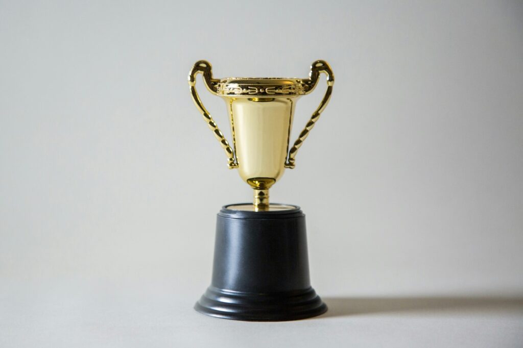 Small gold trophy on a black base