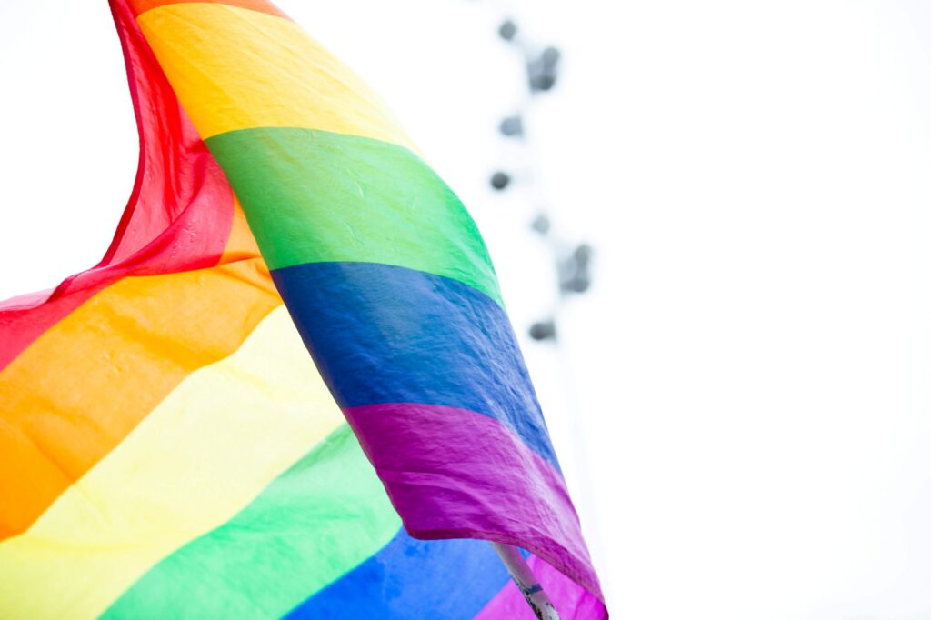 Rainbow Pride flag against a white background