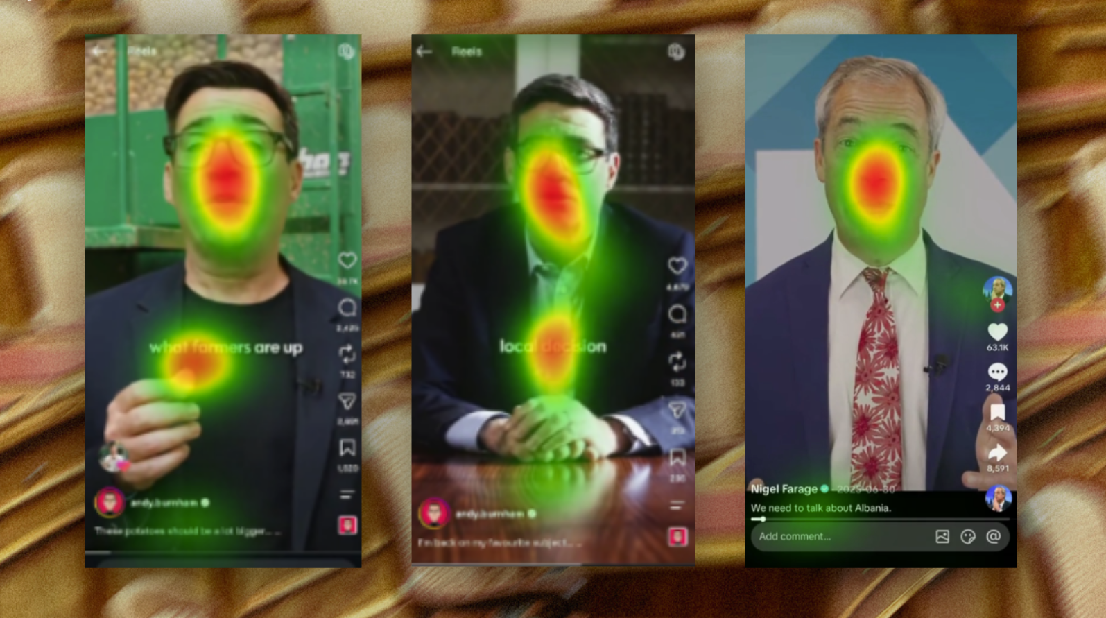 Eye-tracking heat maps over politicians' social media videos